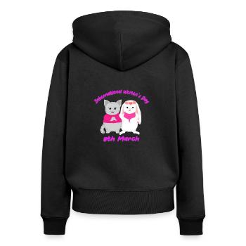 International Women's Day - Women's Premium Organic Zip Hoodie - black - Back - Julia (174cm)