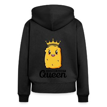 Chicken Nugget Queen Geburtstag Fast Food Lustig - Frauen Premium Bio Zip Hoodie - Schwarz - Hinten - Julia (174cm)