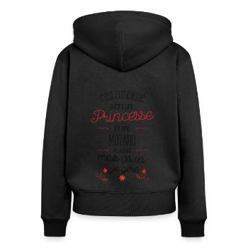 C'est compliqué d'être une Princesse et une motard - Sweat à capuche zippé Premium bio Femme - noir - Dos - Julia (174cm)