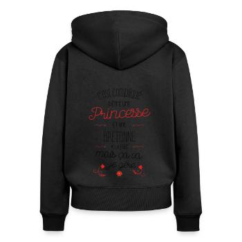 C est compliqué d être Princesse et une Bretonne - Sweat à capuche zippé Premium bio Femme - noir - Dos - Julia (174cm)