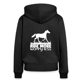 Roulez plus, moins de soucis - Sweat à capuche zippé Premium bio Femme - noir - Dos - Julia (174cm)