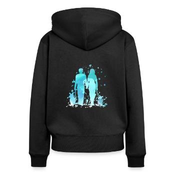 Couple walking dogs in water color style - Women's Premium Organic Zip Hoodie - black - Back - Julia (174cm)