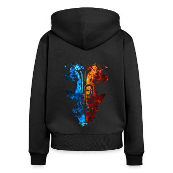 Trompete Rot Blau Feuer Musikinstrument Feuerkunst - Frauen Premium Bio Zip Hoodie - Schwarz - Hinten - Julia (174cm)