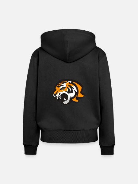 Brüllender Tiger - Frauen Premium Bio Zip Hoodie - Schwarz