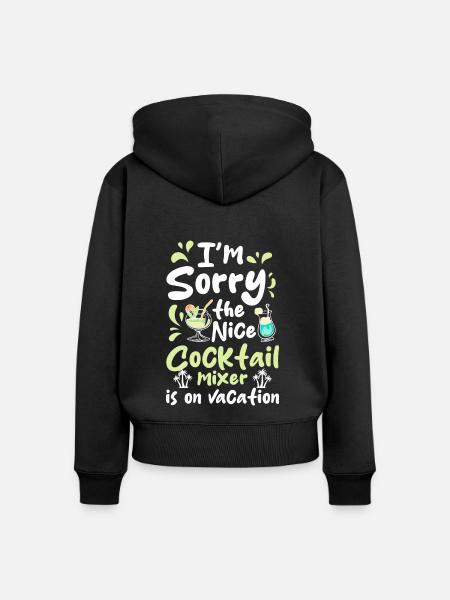 Cocktail Mixer Bier Spirituose - Frauen Premium Bio Zip Hoodie - Schwarz