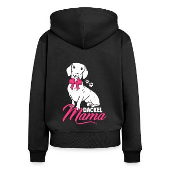 Dackel Mama Hundeliebhaber Dachshund Muttertag Dac - Frauen Premium Bio Zip Hoodie - Schwarz - Hinten - Julia (174cm)