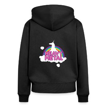 Heavy Metal - Frauen Premium Bio Zip Hoodie - Schwarz - Hinten - Julia (174cm)