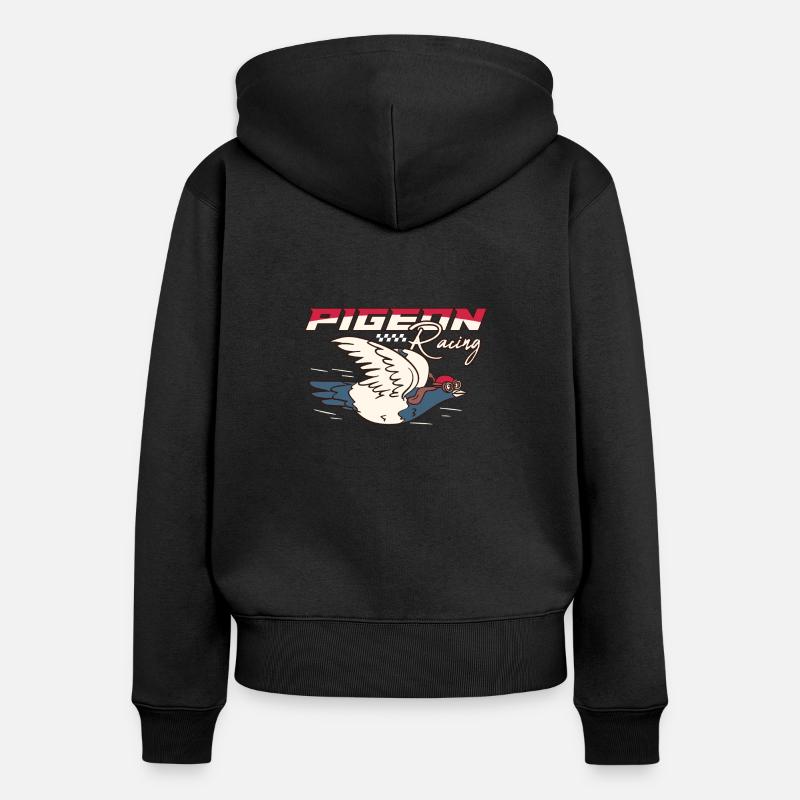 Course de pigeons - Sweat à capuche zippé Premium bio Femme - noir
