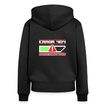 Fehler 404: MOTIVATION NICHT GEFUNDEN - Frauen Premium Bio Zip Hoodie - Schwarz - Hinten - Julia (174cm)