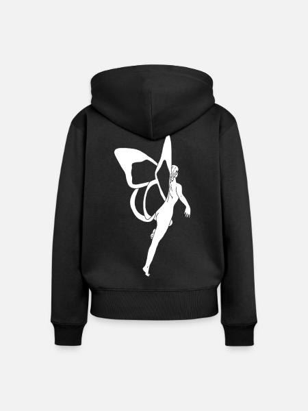 Schmetterling Frau (weiß) - Frauen Premium Bio Zip Hoodie - Schwarz