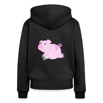 Gentil petit cochon - Sweat à capuche zippé Premium bio Femme - noir - Dos - Julia (174cm)