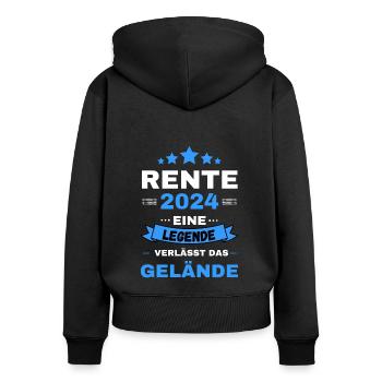 Rente 2024 Ruhestand Legende Geschenk - Frauen Premium Bio Zip Hoodie - Schwarz - Hinten - Julia (174cm)