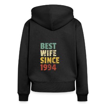 Beste Ehefrau seit 1994 Lustiger Jahrestag Geburtstag - Frauen Premium Bio Zip Hoodie - Schwarz - Hinten - Julia (174cm)