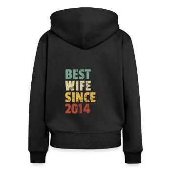Beste Ehefrau seit 2014 Lustiger Jahrestag Geburtstag - Frauen Premium Bio Zip Hoodie - Schwarz - Hinten - Julia (174cm)