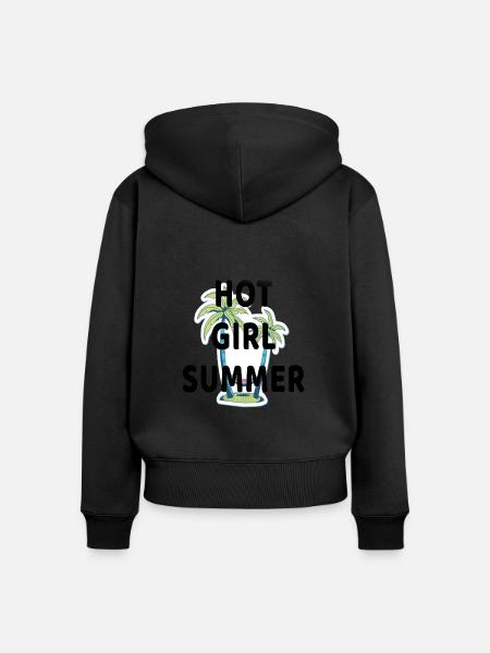 HOT GIRL SUMMER - Frauen Premium Bio Zip Hoodie - Schwarz