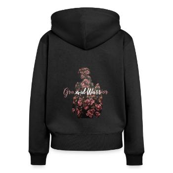 Anmutige Kriegerin Blumenhintergrund Design - Frauen Premium Bio Zip Hoodie - Schwarz - Hinten - Julia (174cm)