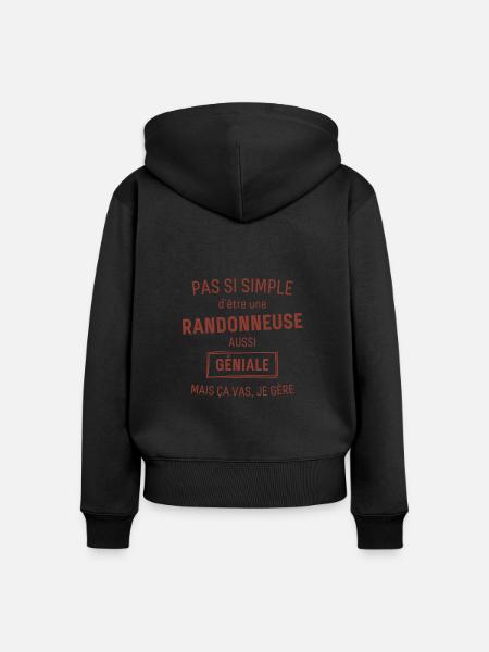 Randonneuse GÉNIALE rouge brunâtre foncé - Sweat à capuche zippé Premium bio Femme - noir