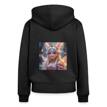 Elfanica - Frauen Premium Bio Zip Hoodie - Schwarz - Hinten - Julia (174cm)