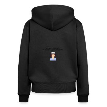 Krankenschwester Heldin Geschenkidee lustig - Frauen Premium Bio Zip Hoodie - Schwarz - Hinten - Julia (174cm)