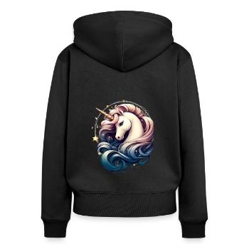Licorne pour les femmes et les filles qui aiment les licornes - Sweat à capuche zippé Premium bio Femme - noir - Dos - Julia (174cm)