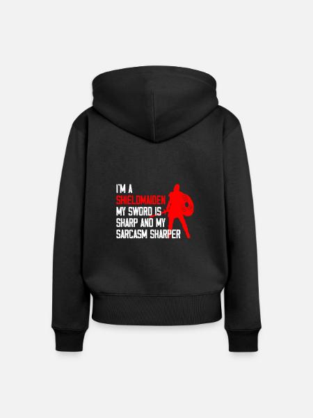 Shieldmaiden Lagertha Germanische Kriegerin - Frauen Premium Bio Zip Hoodie - Schwarz