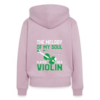 Musiciens de violon, professeurs de violon, amateurs de violon - Sweat à capuche zippé Premium bio Femme - rose poudré - Dos - Julia (174cm)