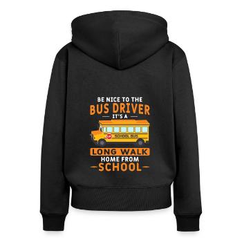 Busfahrer Schulbusfahrer Schulbus Linienbus - Frauen Premium Bio Zip Hoodie - Schwarz - Hinten - Julia (174cm)