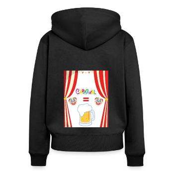 Drinken | Helau | Fasching | Lustig | Karneval - Frauen Premium Bio Zip Hoodie - Schwarz - Hinten - Julia (174cm)