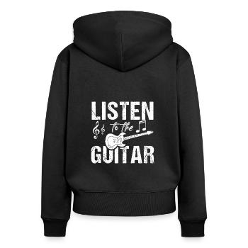 Gitarre Gitarrist Guitarist Vintage Musician Musik - Frauen Premium Bio Zip Hoodie - Schwarz - Hinten - Julia (174cm)