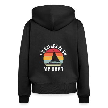 Yacht Segelschiff Vintage Sailing Sprüche - Frauen Premium Bio Zip Hoodie - Schwarz - Hinten - Julia (174cm)