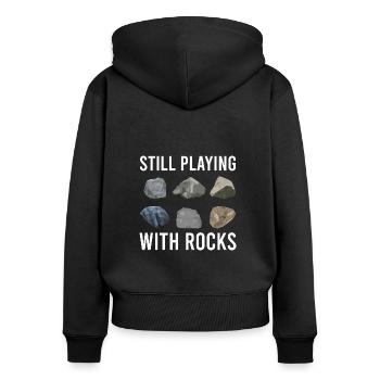 Gology Gologist Felsen Vintage Mineralien Sprüche - Frauen Premium Bio Zip Hoodie - Schwarz - Hinten - Julia (174cm)