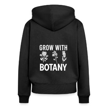 Botany Botanical Botanik Vintage Blumen Pflanzen - Frauen Premium Bio Zip Hoodie - Schwarz - Hinten - Julia (174cm)
