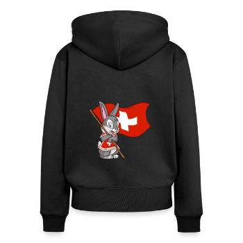 Lapin suisse - Sweat à capuche zippé Premium bio Femme - noir - Dos - Julia (174cm)