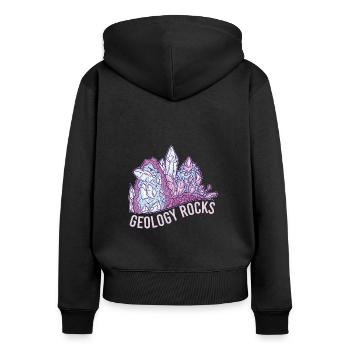 Gology Gologist Felsen Vintage Mineralien Sprüche - Frauen Premium Bio Zip Hoodie - Schwarz - Hinten - Julia (174cm)