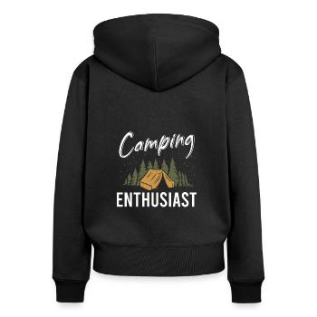 Camping Campingplatz Wohnmobil Outdoor Urlaub - Frauen Premium Bio Zip Hoodie - Schwarz - Hinten - Julia (174cm)