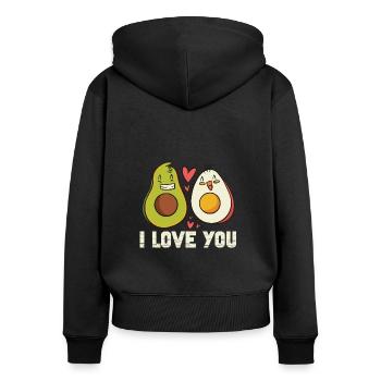 Avocado Fruchtig Vintage Vegane Sprüche - Frauen Premium Bio Zip Hoodie - Schwarz - Hinten - Julia (174cm)