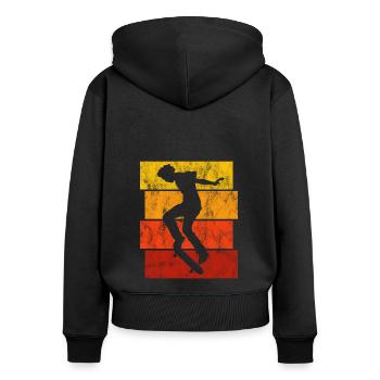Skateboarder Skateboard Skater Skate Skateing - Sweat à capuche zippé Premium bio Femme - noir - Dos - Julia (174cm)
