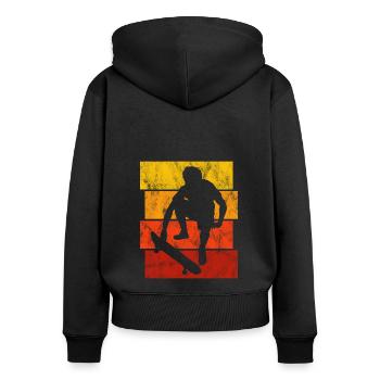 Skateboarder Skateboard Skater Skate Skateing - Sweat à capuche zippé Premium bio Femme - noir - Dos - Julia (174cm)