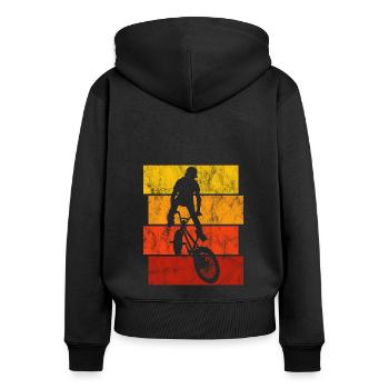 Cadeau rétro de vélo de vélo BMX Vélo Motocross - Sweat à capuche zippé Premium bio Femme - noir - Dos - Julia (174cm)