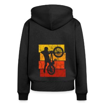 BMX Rad Fahrrad Retro Geschenk Bicycle Motocross - Frauen Premium Bio Zip Hoodie - Schwarz - Hinten - Julia (174cm)