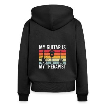 Gitarre Gitarrist Guitarist Vintage Musician Musik - Frauen Premium Bio Zip Hoodie - Schwarz - Hinten - Julia (174cm)