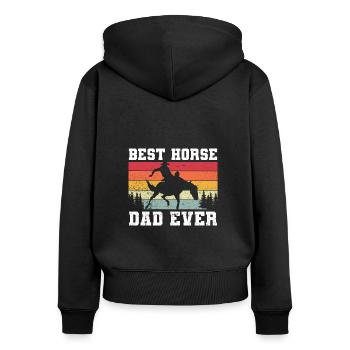 Pferde Horses Pony Stallion Vintage Reiter Spruch - Frauen Premium Bio Zip Hoodie - Schwarz - Hinten - Julia (174cm)