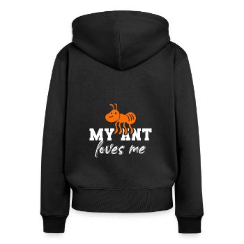 Ameisen Ameise Insekten Vintage Ants Sprüche - Frauen Premium Bio Zip Hoodie - Schwarz - Hinten - Julia (174cm)
