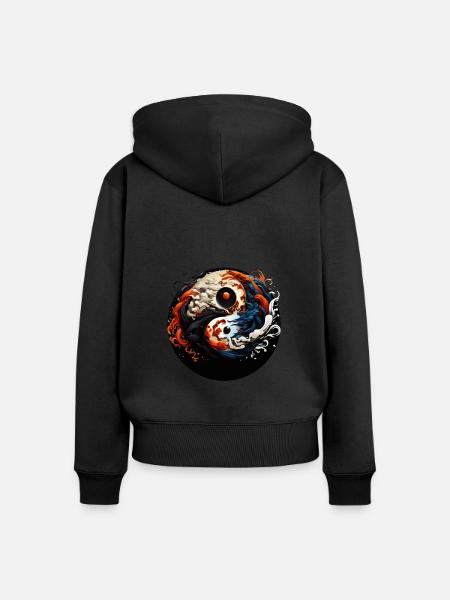 Yin Yang - Frauen Premium Bio Zip Hoodie - Schwarz
