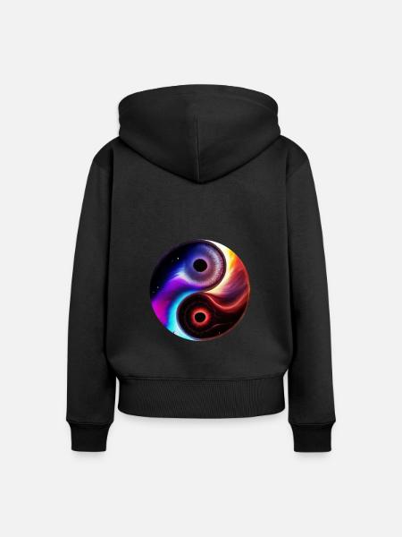 Yin Yang - Frauen Premium Bio Zip Hoodie - Schwarz