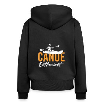 Kanu Kajak Rudern Vintage Adventure Outdoor Sprüch - Frauen Premium Bio Zip Hoodie - Schwarz - Hinten - Julia (174cm)