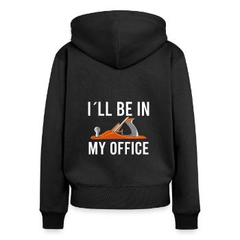 Zimmermann Schreiner Tischler Sägen Sprüche - Frauen Premium Bio Zip Hoodie - Schwarz - Hinten - Julia (174cm)