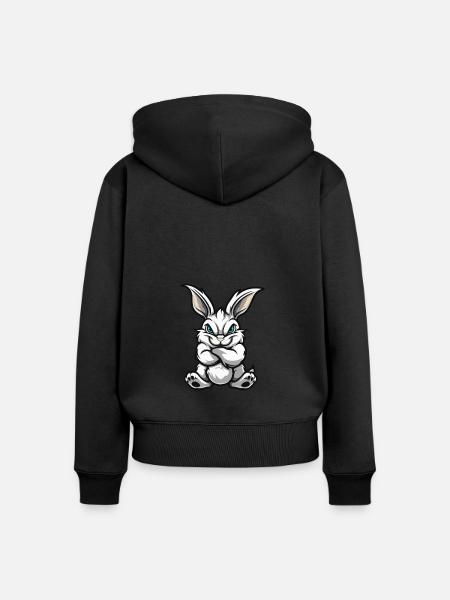 Hase Comic - Frauen Premium Bio Zip Hoodie - Schwarz