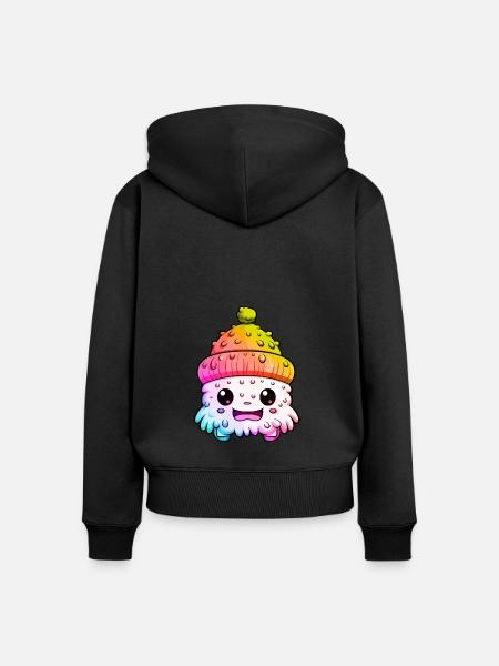 Winter Eskimo Comic Winterlich - Frauen Premium Bio Zip Hoodie - Schwarz