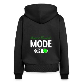 Physiotherapie Physiotherapeut Physio - Frauen Premium Bio Zip Hoodie - Schwarz - Hinten - Julia (174cm)